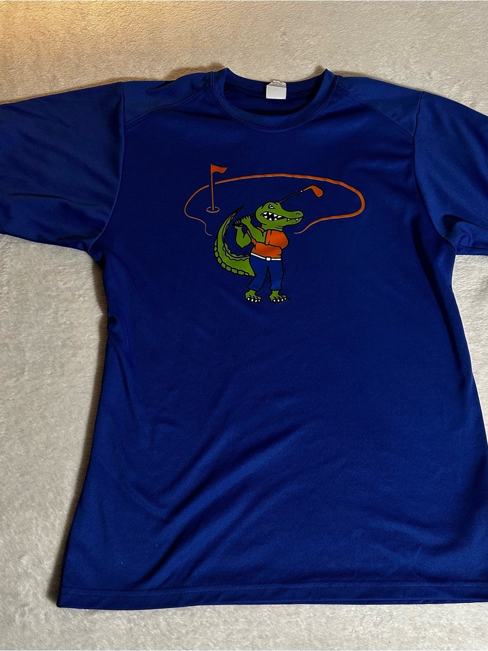 PARAGON Royal Blue Short-Sleeve Tee with Green gator Golf Graphic